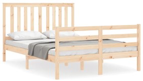 3194221 vidaXL Cadru de pat cu tăblie, dublu, lemn masiv