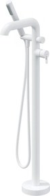 Baterie pentru cada freestanding, alb mat, cu set de dus si furtun Deante Silia Alb mat