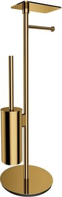 Suport hartie freestanding Omnires Modern Project cu spatiu pentru perie si raft finisaj auriu lucios
