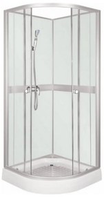 Cabină de duș CLASSIC 80 WHITE cu perete posterior, cu cădiță și baterie
