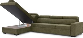 Colțar extensibil pentru dormit Modeno Maxi stânga - catifea verde ușor de curățat Zetta 297