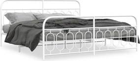 vidaXL Cadru de pat metalic cu tăblie, alb, 200x200 cm
