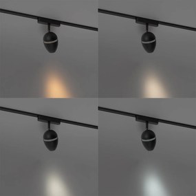 Spotlight modern negru pentru sistem de șine monofazat cu LED inclus - Magnetic Eggy