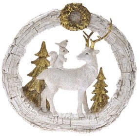 Figurina Deer din rasina White Golden 20 cm x 20 cm
