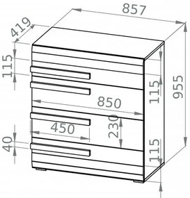 Comodă SARPA 96x86 cm alb/maro