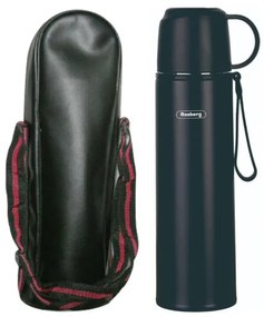 Termos cu husa Rosberg R52010FB, 0.5 L, Izolatie in vid dublu strat, Capac pentru pahar, Negru