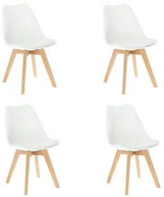 Scaune bucatarie/living, sezut PU, alb, set 4 buc, 48.5x54x82 cm, Oslo
