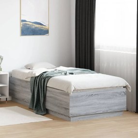 3209728 vidaXL Cadru de pat, gri sonoma, 90x200 cm, lemn prelucrat