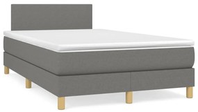 3269759 vidaXL Pat box spring cu saltea, gri închis, 120x190 cm, textil