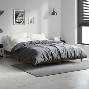 vidaXL Cadru de pat, stejar afumat, 135x190 cm, lemn prelucrat