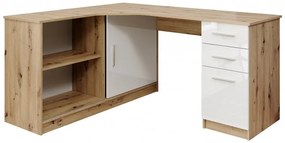 Masă PC Roberto (versiune stânga) (stejar artisan + alb lucios). 1043151