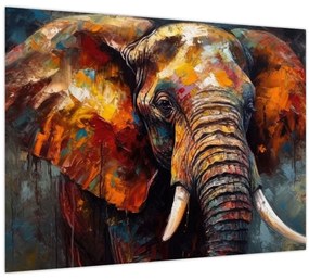Tablou pe sticlă - Pictura unui elefant (70x50 cm)