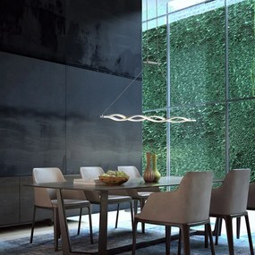 Lustra LED suspendata design modern Sahara argintie crom