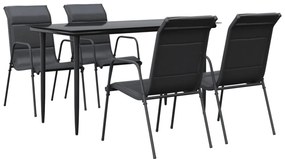 3200704 vidaXL Set mobilier de grădină, 5 piese, negru, oțel și textilenă