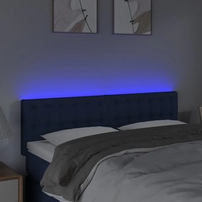 Tablie de pat cu LED, albastru, 144x5x78 88 cm, textil 1, Albastru, 144 x 5 x 78 88 cm