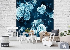 Fototapet 3D, Trandafirii albastri senini pe un fundal albastru-gri Art.05108