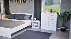 Comodă Miami cu 1 ușă și 4 sertare 80x92 cm alb-alb