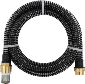 vidaXL Furtun de aspirație cu racorduri din alamă, negru 1,1" 15 m PVC