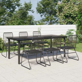 3099213 vidaXL Set mobilier de grădină, 7 piese, negru, ratan PVC