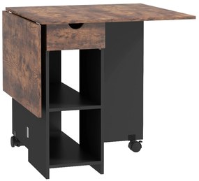 HOMCOM Masă de dining pliabilă masă de bucatărie extensibilă pentru 2 până la 4 persoane 2 abătători 120 x 72 x 75 cm maro rustic și negru | Aosom Romania