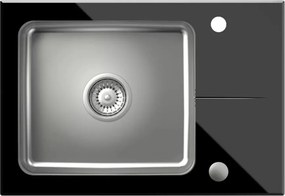 Chiuveta inox incastrata Quadron Pop Hugh 116 finisaj inox - negru 64x44 cm