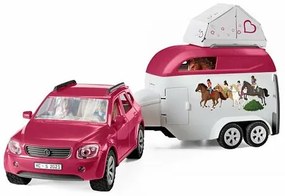 Mașină de aventură cu remorcă și cal Schleich 42535