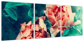 Tablou - Flori de primăvară (cu ceas) (90x30 cm)