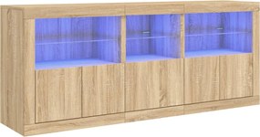 vidaXL Dulap cu lumini LED, stejar sonoma, 162x37x67 cm