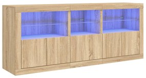 3208997 vidaXL Dulap cu lumini LED, stejar sonoma, 162x37x67 cm