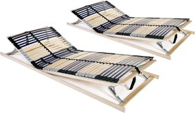 vidaXL Baze de pat cu șipci, 2 buc., 42 șipci, 7 zone, 90 x 200 cm