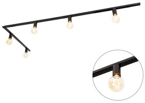 Sistem de șine modern monofazat cu 5 lumini, inclusiv dulie E27, negru - Jeana