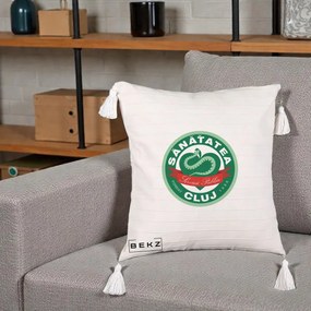 Perna Personalizata Sanatatea Cluj Servicii Publice 1986, 40x40 cm, Bej cu Franjuri, Husa Detasabila, Perna Inclusa, BEKZ®