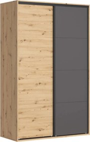 Dulap FLEX, stejar artisan/gri grafit, PAL, cu 2 usi, 150x66x240 cm
