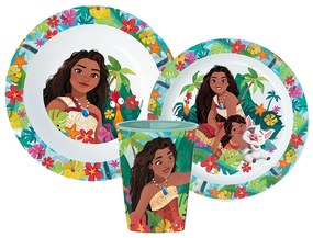 Disney Vaiana Lagoon set de tacâmuri, set de plastic micro, cu pahar de 260 ml