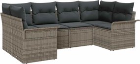 vidaXL Set de canapele pentru grădină cu pernă 6 pcs Gri Rattan poli