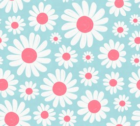 Tapet Dashing Daisies, Turquoise, Rebel Walls