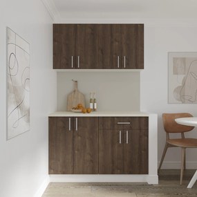 Set haaus V2, Stejar Bronz/Alb, Blat Thermo 28 mm, L 120 cm