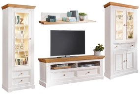 Set Living Iris, Model C, Lemn Masiv, Alb-Natur