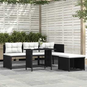 vidaXL Set mobilier de grădină, 4 piese, negru, poliratan