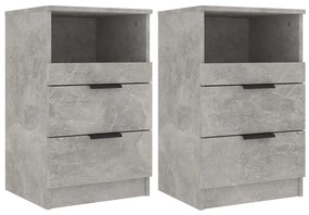 811241 vidaXL Noptiere, 2 buc., gri beton, lemn prelucrat