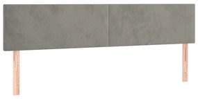 Pat box spring cu saltea, gri deschis, 160x200 cm, catifea Gri deschis, 160 x 200 cm, Design simplu