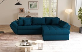 Colțar extensibil dumonde cu ladă de depozitare si sezut confortabil din spuma high-density, Loana Enjoy Petrol II 270x185 cm