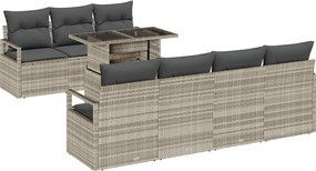 vidaXL Set de canapele pentru grădină 8 pcs Gri deschis poliratan