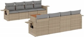 vidaXL Set canapele de grădină, 9 piese, cu perne, bej, poliratan