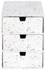 Cutie cu 3 sertare Bigso Box of Sweden Ingrid, alb-auriu