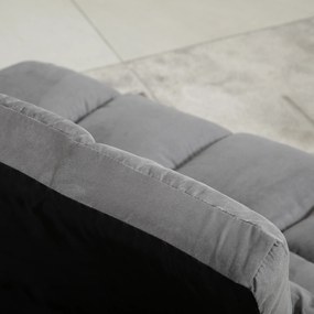 HOMCOM Canapea cu matrasă pliabilă, fotoliu convertibil cu spătar reglabil și 2 perne din poliester aspect catifea, gri | Aosom Romania
