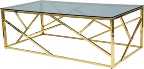 Masuta cafea Escada A, transparent/auriu, sticla temperata/metal, 120X