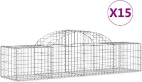 vidaXL Coșuri gabion arcuite 15 buc, 200x50x40/60 cm, fier galvanizat