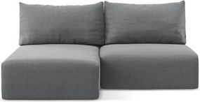 Colțar gri extensibil/cu spațiu de depozitare cu tapițerie din catifea (cu colț pe partea stângă/cu șezlong) Kalena – Makamii