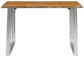 283893 vidaXL Masă de bucătărie, 120x65x75 cm, lemn acacia & oțel inoxidabil